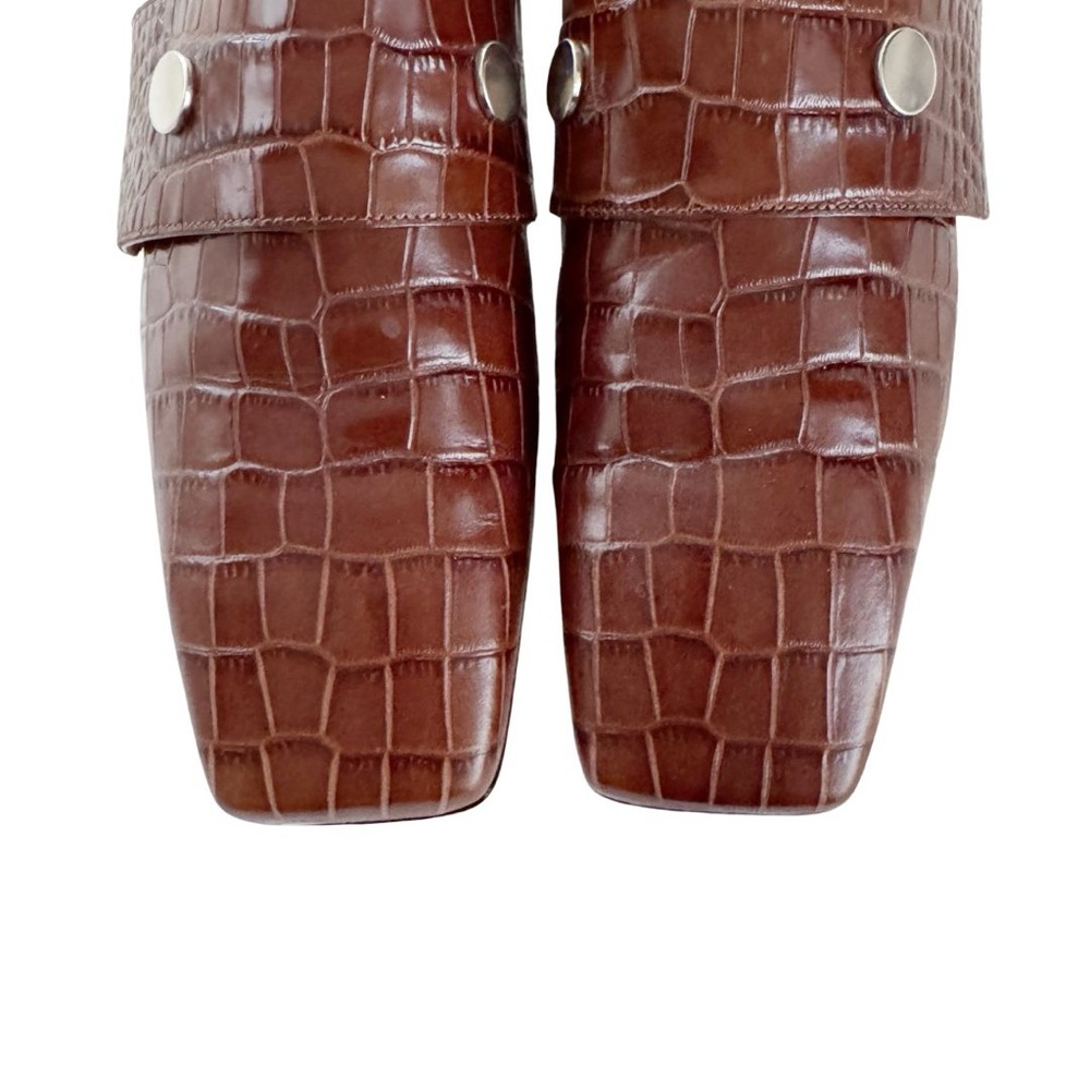 Victoria Beckham Square Toe Buckle Loafer Cognac Sz 39 - Picture 3 of 12